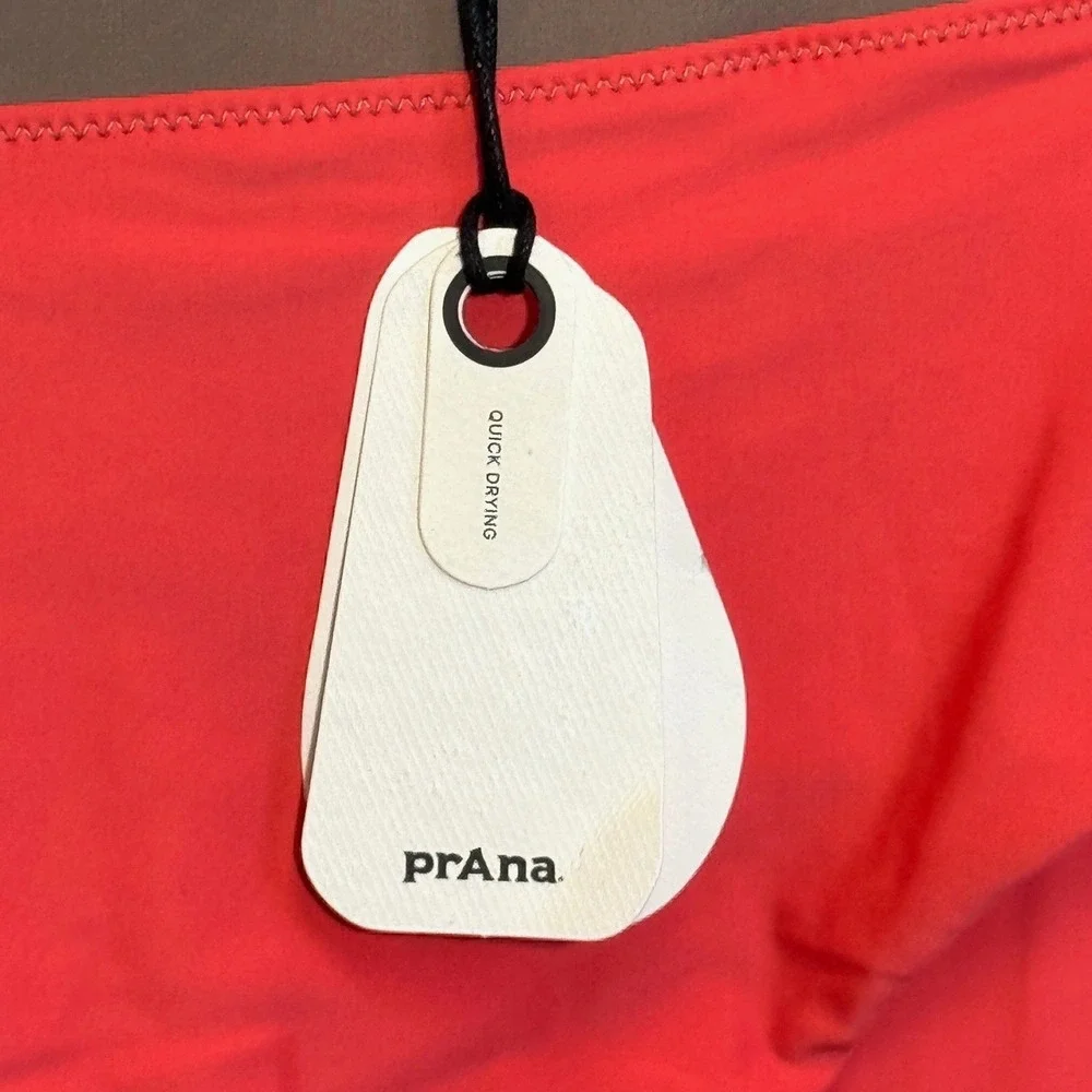 PRANA Baja Bound High Rise Bottom Women L Rose Fire Colorblock Bikini Swim